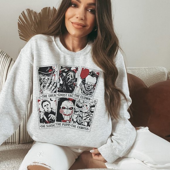 Red Fright Night Tarot Cards Ash Sweatshirt - Picture 2 of 6